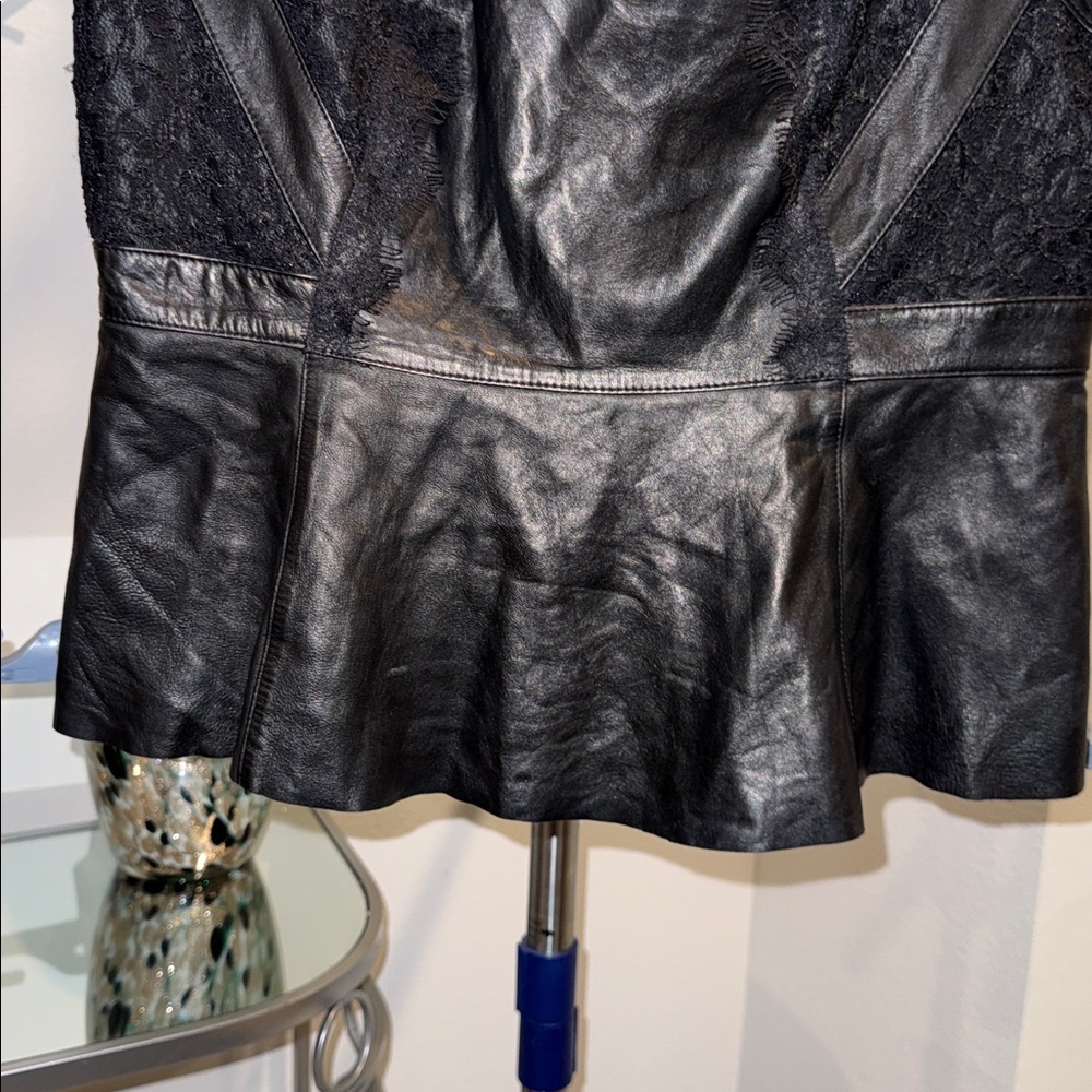 ANTONIO MELANI Black Lace and Leather Top - Picture 3 of 5